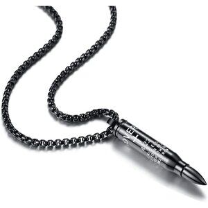 BIBLE verse proverb 4:23 stainless steel 22" chain cross bullet pendant necklace